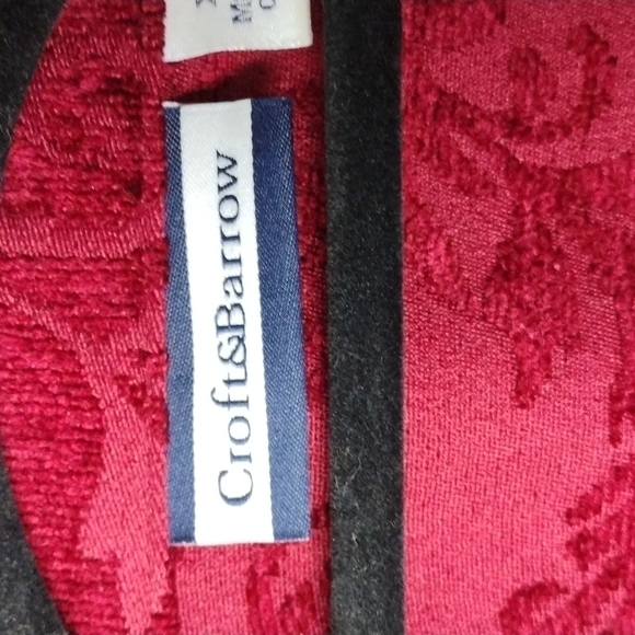 Croft & Barrow Deep Red Embroidered Tapestry Collared Button Front Jacket - Picture 7 of 16